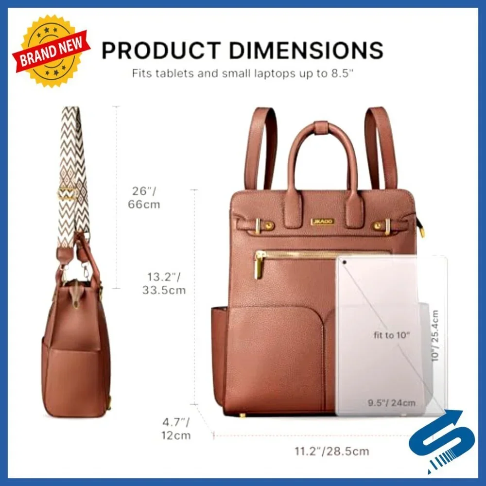 PU Leather Convertible Backpack Purse 4-in-1 Design with Removable Strap